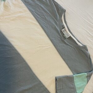 Saturday Sunday Anthro Cropped Green Striped‎ Tshirt Tee Shirt Small